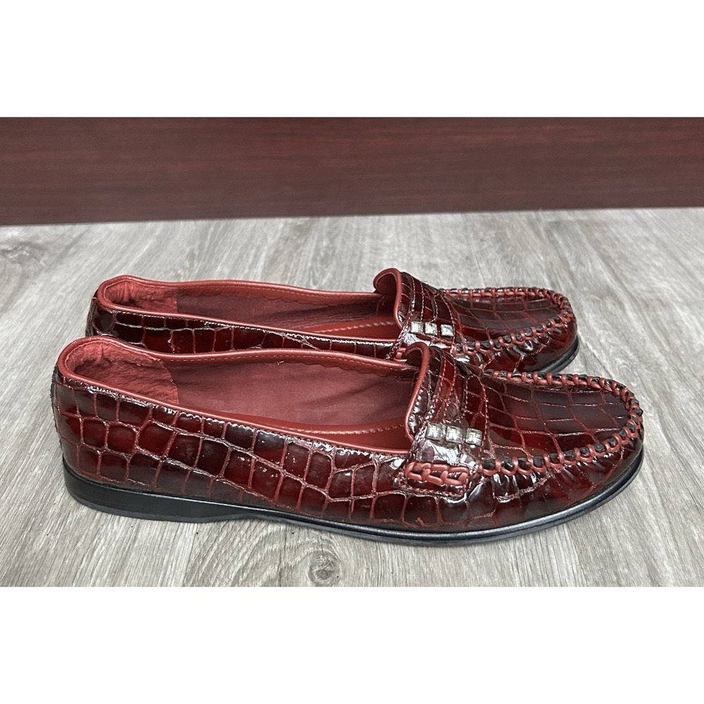 Brighton Red Burgundy Leather‎ Women Loafer Size 6.5 shoes